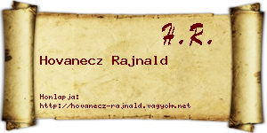 Hovanecz Rajnald névjegykártya